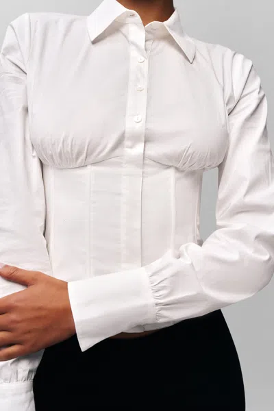Danielle Guizio Ny Tailored Corset Long Sleeve In White