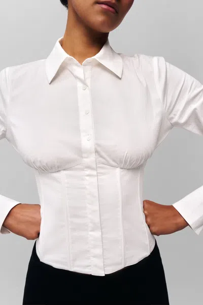 Danielle Guizio Ny Tailored Corset Long Sleeve In White