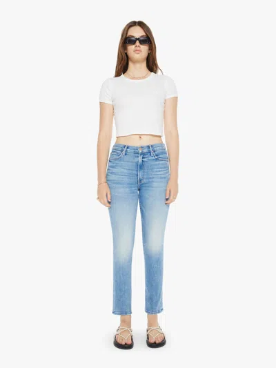 Mother High Waisted Rascal Flood Eye Of The Tiger Jeans In Light Blue