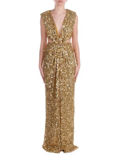 Elisabetta-franchi-red-carpet Elisabetta Franchi Red Carpet Dresses In Curry Marrone