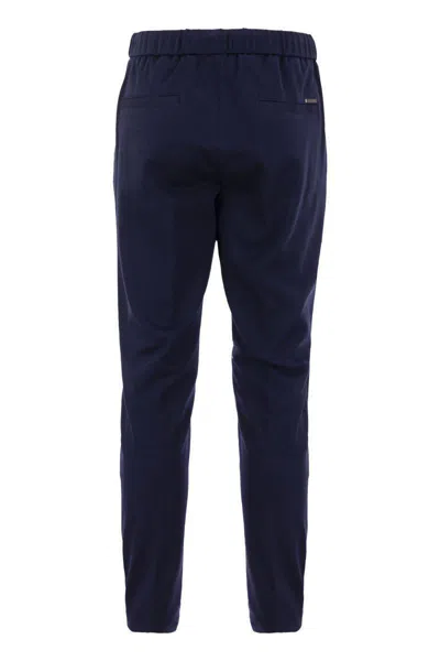 Peserico Men Technical Cotton Jogger Trousers In Blue