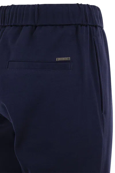Peserico Men Technical Cotton Jogger Trousers In Blue