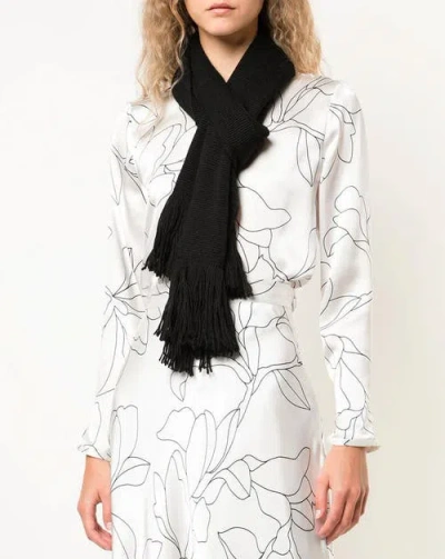Voz Solid Fringe Scarf In Black