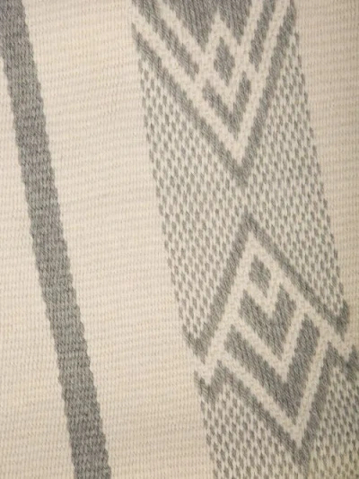 Voz Wide Diagonal Alpaca Blanket In Ivory/grey