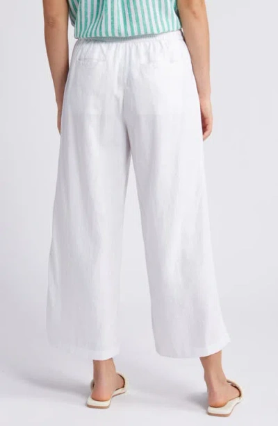 Caslon Drawstring Wide Leg Linen Crop Pants In White