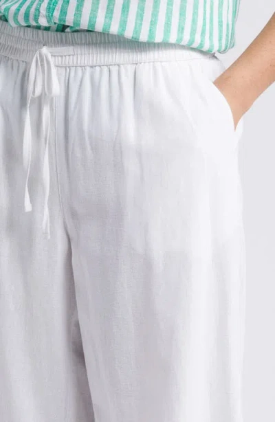 Caslon Drawstring Wide Leg Linen Crop Pants In White