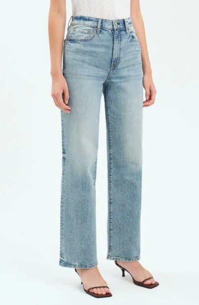 Daze High Rise Utility Crop Straight Leg Jean In Sunkissed Vintage In Blue
