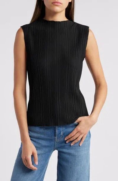 Rails Trea Sleeveless Plissé Top In Jet