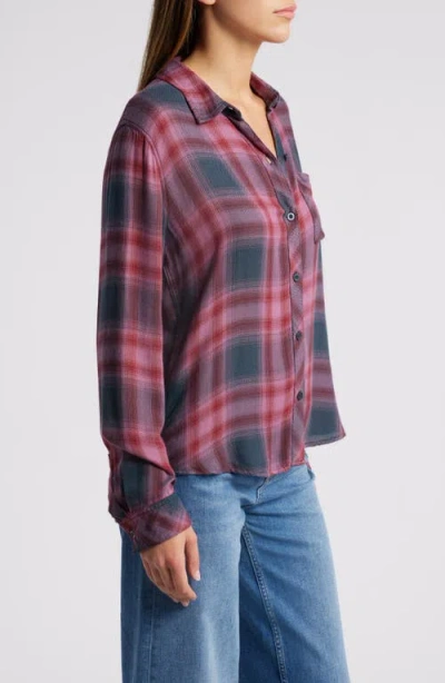 Rails Hunter Plaid Button-front Shirt In Dusty Mauve Evergreen