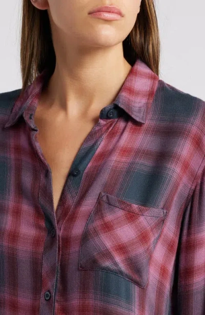 Rails Hunter Plaid Button-front Shirt In Dusty Mauve Evergreen