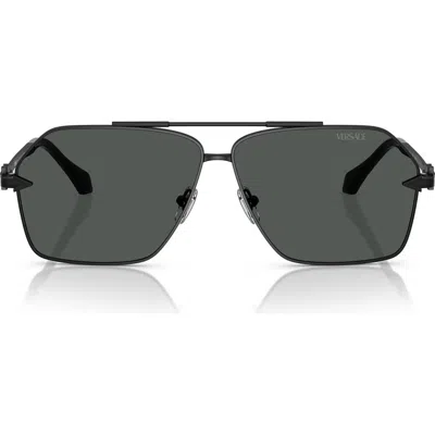 Versace 63mm Pilot Sunglasses In Matte Black