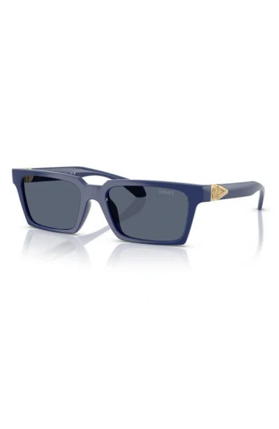 Versace 55mm Rectangular Sunglasses In Blue