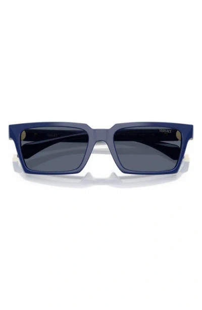 Versace 55mm Rectangular Sunglasses In Blue