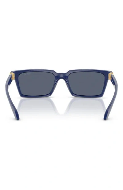 Versace 55mm Rectangular Sunglasses In Blue