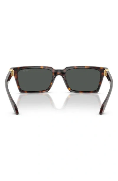 Versace 55mm Rectangular Sunglasses In Havana