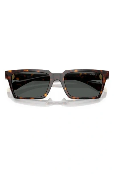 Versace 55mm Rectangular Sunglasses In Havana