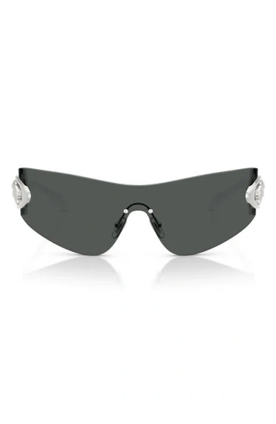 Versace Eclipse 142mm Rimless Wrap Shield Sunglasses In Green