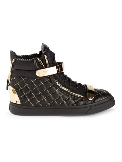 Shop Giuseppe Zanotti Gold Detail Sneakers