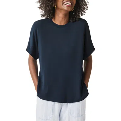 Splendid Supersoft Short Sleeve Sweatshirt In Navy