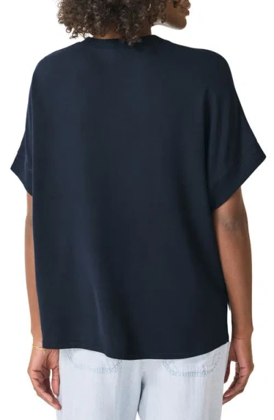 Splendid Supersoft Short Sleeve Sweatshirt In Navy