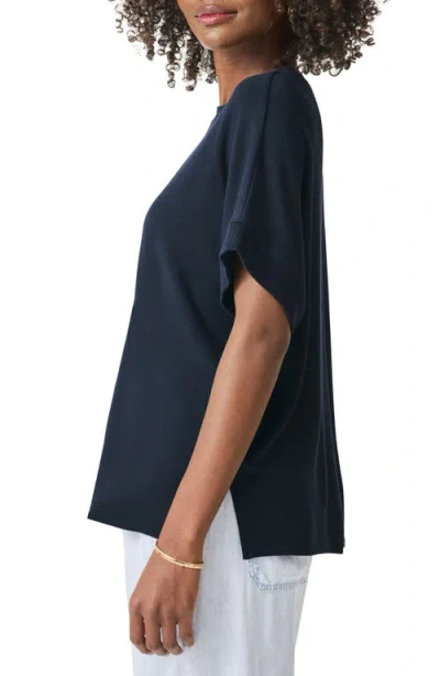 Splendid Supersoft Short Sleeve Sweatshirt In Navy