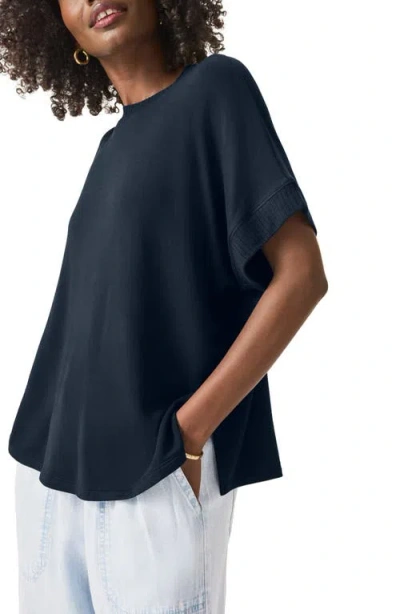 Splendid Supersoft Short Sleeve Sweatshirt In Navy