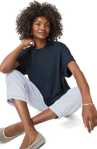 Splendid Supersoft Short Sleeve Sweatshirt In Navy