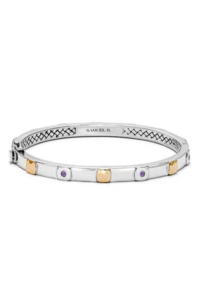 Samuel B. Semiprecious Stone Two-tone Bangle Bracelet In Purple