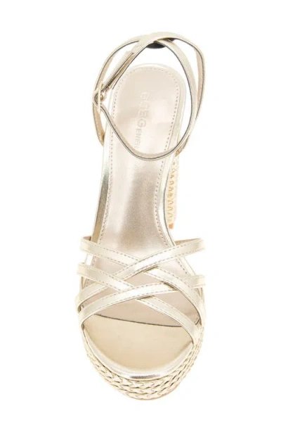 Bcbg Orisa Ankle Strap Platform Sandal In Gold