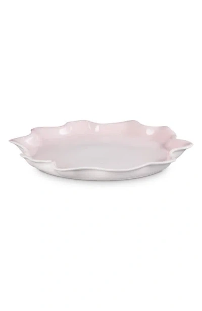 Le Creuset Iris Stoneware Ruffle Platter In Shell Pink