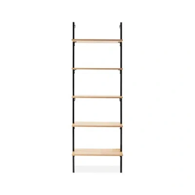 Happimess Madera Classic Industrial 5-shelf Wood Wall-mounted Open Ladder Bookcase With Metal Frame In Light Oak/black