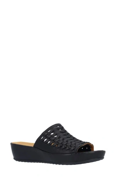 L'amour Des Pieds Cyra Platform Wedge Slide Sandal In Black