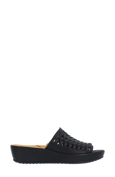 L'amour Des Pieds Cyra Platform Wedge Slide Sandal In Black