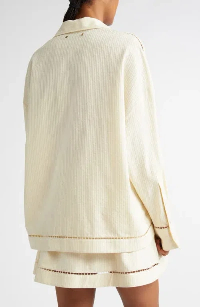 Golden Goose Texture Stripe Oversize Button-up Shirt In Shortbread