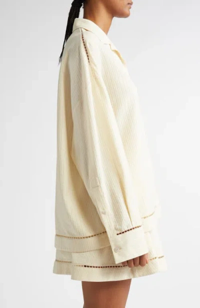 Golden Goose Texture Stripe Oversize Button-up Shirt In Shortbread