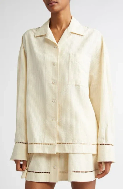 Golden Goose Texture Stripe Oversize Button-up Shirt In Shortbread