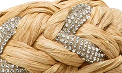 Stuart Weitzman Lana Raffia Crystal Slide Sandals In Natural