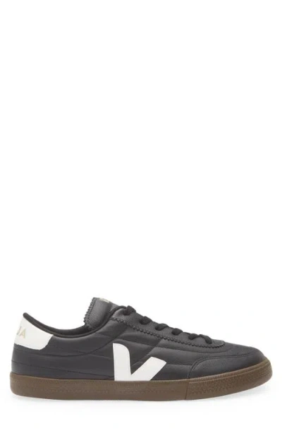 Veja Leather Sneakers In Black And White In Black