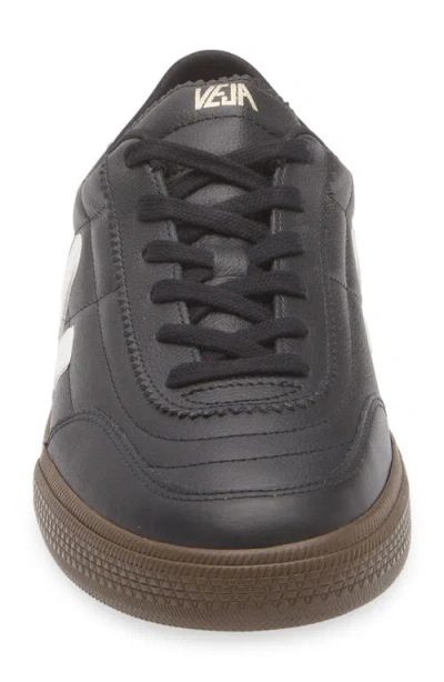 Veja Leather Sneakers In Black And White In Black