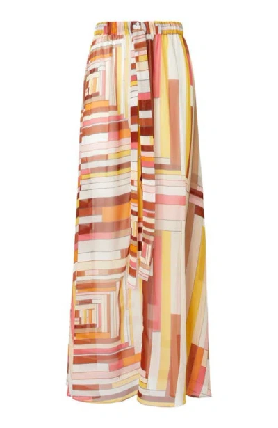 Missoni Long Covered Up Skirt In Printed Silk With Front Closure In Multicoloured
