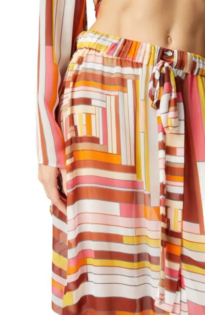 Missoni Long Covered Up Skirt In Printed Silk With Front Closure In Multicoloured
