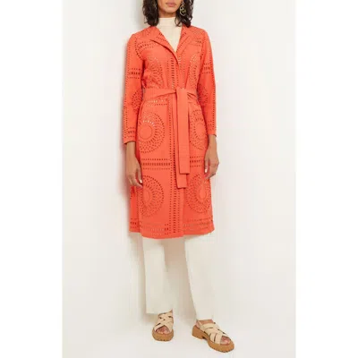 Misook Eyelet Embroidery Topper Jacket In Spice