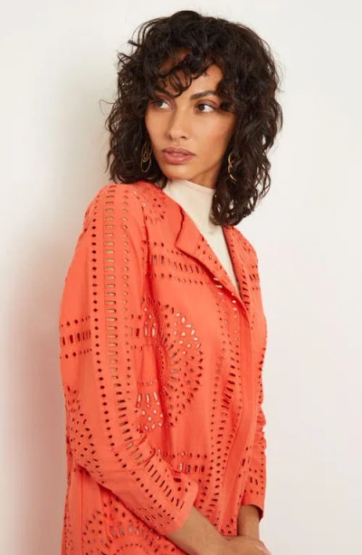 Misook Eyelet Embroidery Topper Jacket In Spice