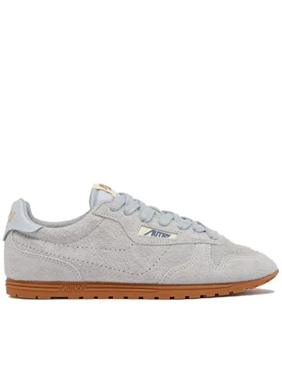 Autry Windspin Low Suede Sneakers With Ultra-flat Sole In Grey