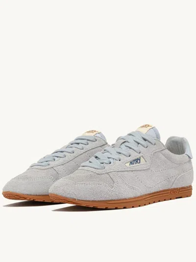 Autry Windspin Low Suede Sneakers With Ultra-flat Sole In Grey