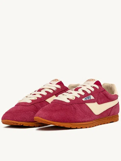 Autry 'windspin Low' Pink Sneaker With Logo On The Side And On The Heel In Red