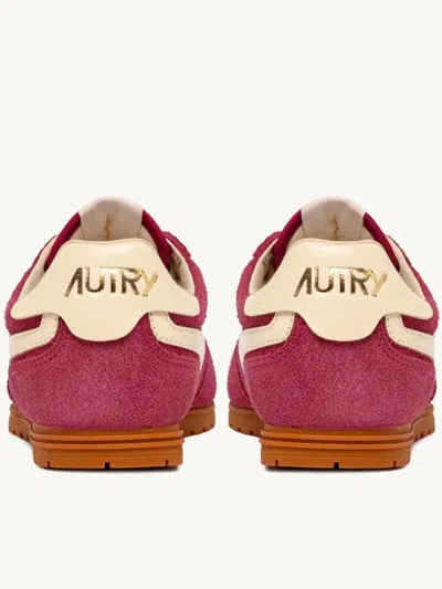 Autry 'windspin Low' Pink Sneaker With Logo On The Side And On The Heel In Red