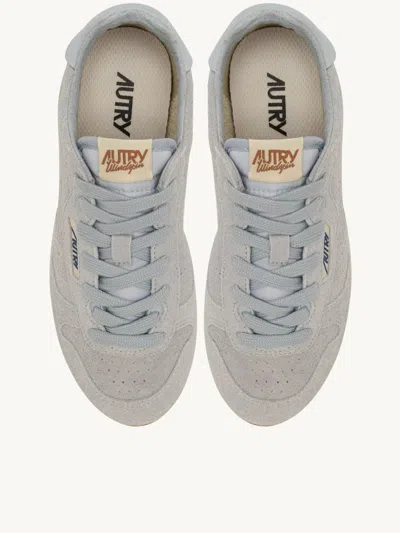 Autry Windspin Low Suede Sneakers With Ultra-flat Sole In Grey