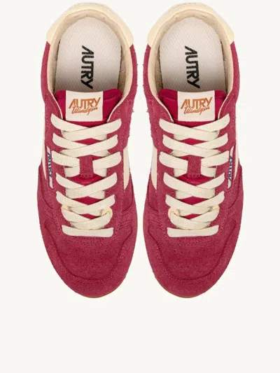Autry 'windspin Low' Pink Sneaker With Logo On The Side And On The Heel In Red