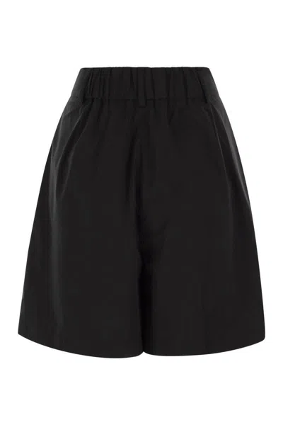 Herno Pleated Detail Shorts In Black